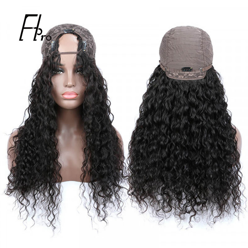 U Part Wig Virgin Hair Wigs Water Wave 150% Density Glueless Wig